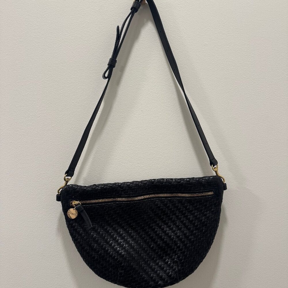 Clare V. Grande Fanny Black Woven Zig-Zag